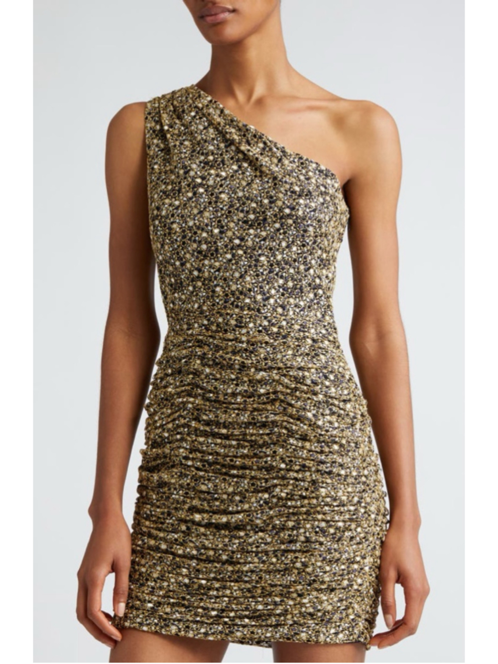 Women's Ramy Brook One Shoulder Dress Size 2 Gold Black